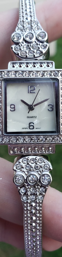 Elegant Rhinestone Cuff Link Watch